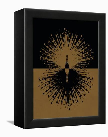 Gold and Black Peacock-null-Framed Stretched Canvas