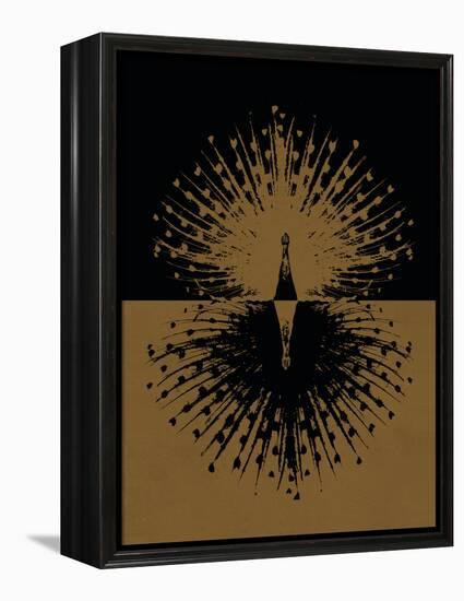 Gold and Black Peacock-null-Framed Stretched Canvas