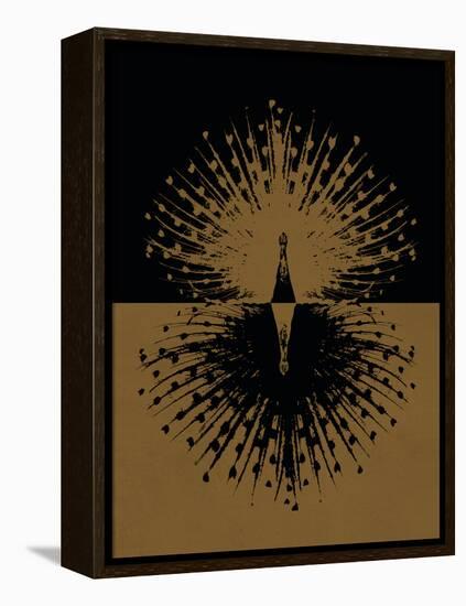 Gold and Black Peacock-null-Framed Stretched Canvas