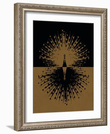 Gold and Black Peacock-null-Framed Premium Giclee Print