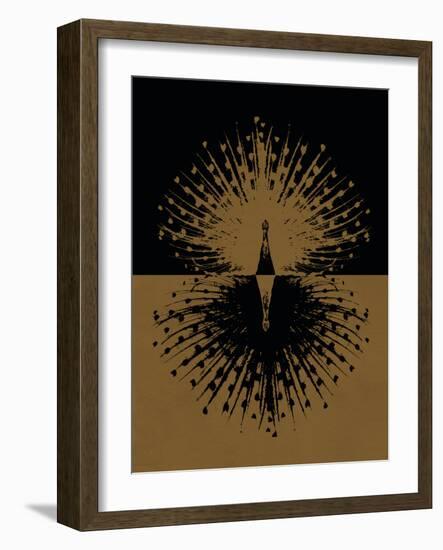 Gold and Black Peacock-null-Framed Premium Giclee Print