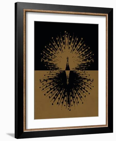 Gold and Black Peacock-null-Framed Premium Giclee Print