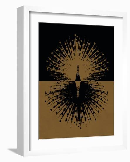 Gold and Black Peacock-null-Framed Premium Giclee Print