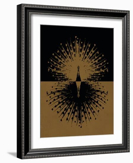 Gold and Black Peacock-null-Framed Premium Giclee Print