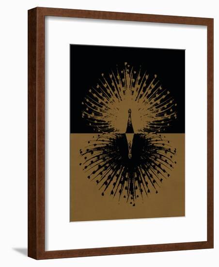 Gold and Black Peacock-null-Framed Art Print