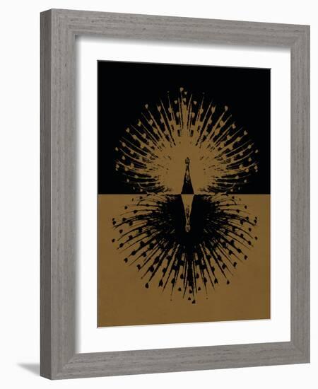 Gold and Black Peacock-null-Framed Art Print