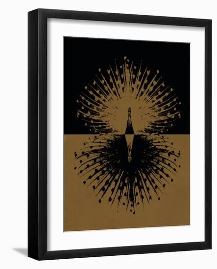 Gold and Black Peacock-null-Framed Art Print