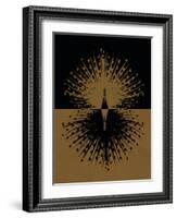 Gold and Black Peacock-null-Framed Art Print