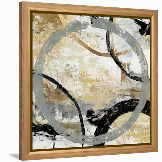 Gold and Black Rings I-Tom Reeves-Framed Stretched Canvas