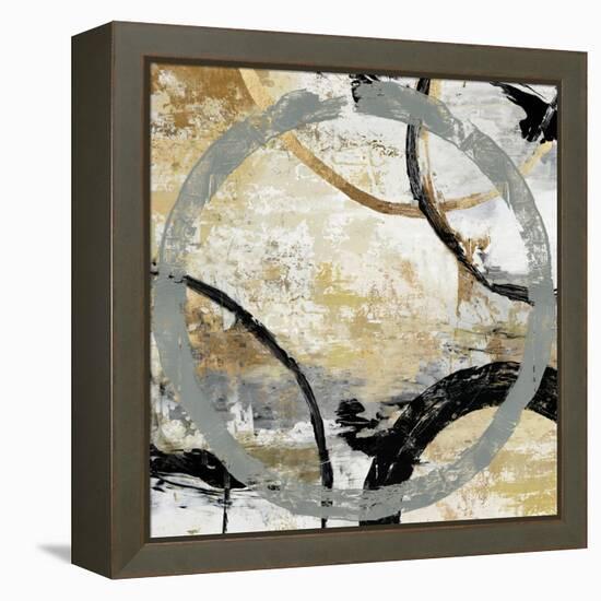 Gold and Black Rings I-Tom Reeves-Framed Stretched Canvas