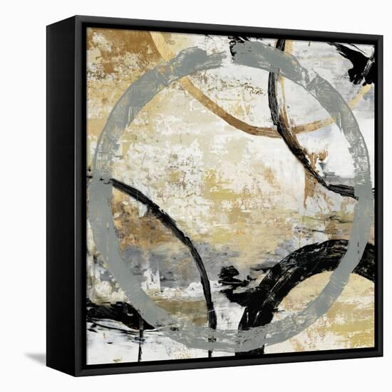 Gold and Black Rings I-Tom Reeves-Framed Stretched Canvas