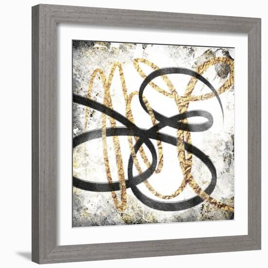 Gold And Black Scribbles 1-Marcus Prime-Framed Art Print