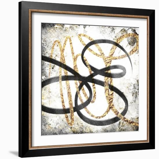 Gold And Black Scribbles 1-Marcus Prime-Framed Art Print