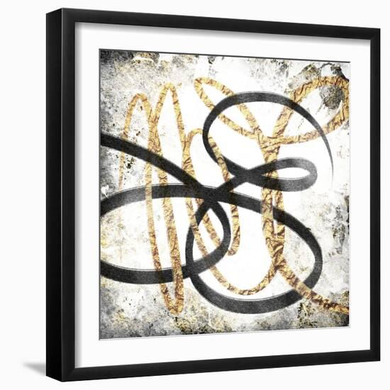 Gold And Black Scribbles 1-Marcus Prime-Framed Art Print