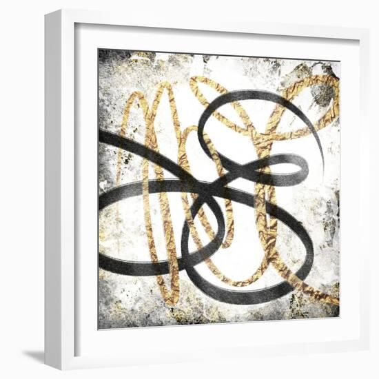 Gold And Black Scribbles 1-Marcus Prime-Framed Art Print