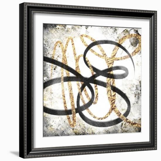 Gold And Black Scribbles 1-Marcus Prime-Framed Art Print