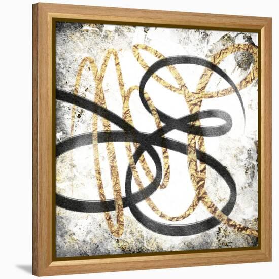 Gold And Black Scribbles 1-Marcus Prime-Framed Stretched Canvas