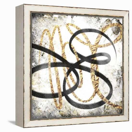 Gold And Black Scribbles 1-Marcus Prime-Framed Stretched Canvas