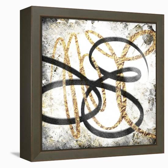 Gold And Black Scribbles 1-Marcus Prime-Framed Stretched Canvas