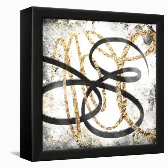 Gold And Black Scribbles 1-Marcus Prime-Framed Stretched Canvas