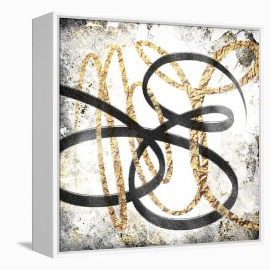 Gold And Black Scribbles 1-Marcus Prime-Framed Stretched Canvas