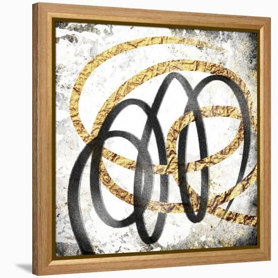 Gold And Black Scribbles 2-Marcus Prime-Framed Stretched Canvas