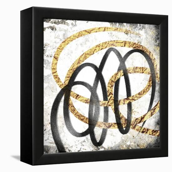 Gold And Black Scribbles 2-Marcus Prime-Framed Stretched Canvas