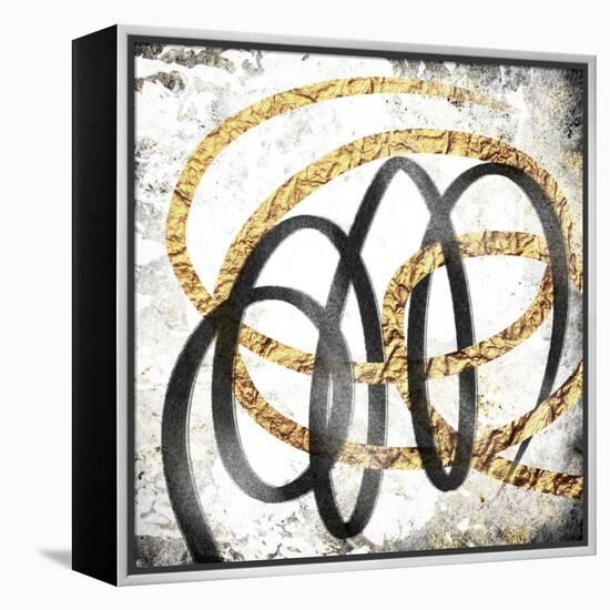 Gold And Black Scribbles 2-Marcus Prime-Framed Stretched Canvas