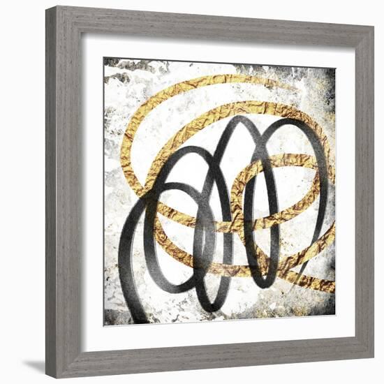 Gold And Black Scribbles 2-Marcus Prime-Framed Art Print