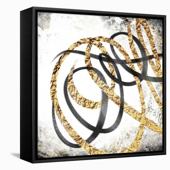 Gold And Black Scribbles 3-Marcus Prime-Framed Stretched Canvas