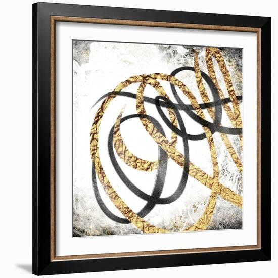 Gold And Black Scribbles 3-Marcus Prime-Framed Art Print