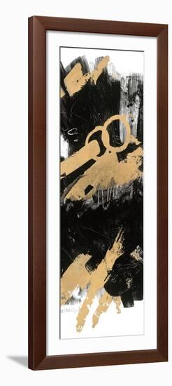 Gold and BlackAbstract Panel I-Mike Schick-Framed Art Print