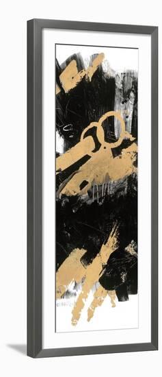 Gold and BlackAbstract Panel I-Mike Schick-Framed Art Print