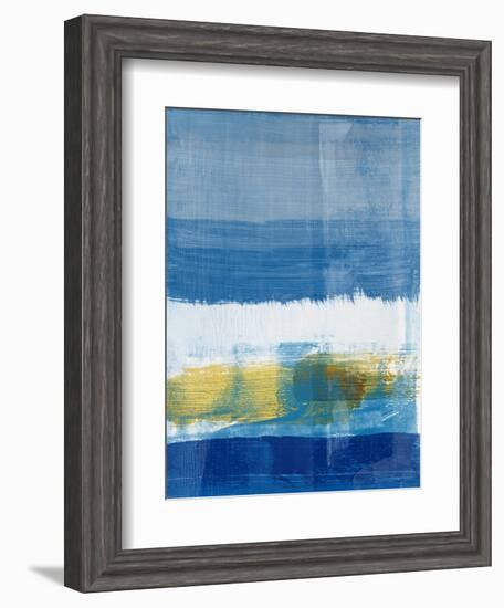 Gold and Blue Abstract Study I-Emma Moore-Framed Art Print