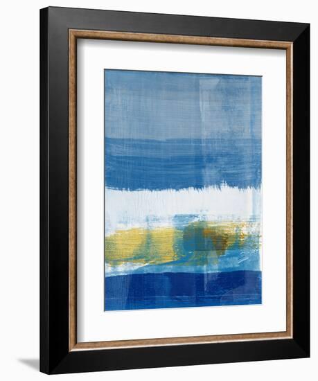 Gold and Blue Abstract Study I-Emma Moore-Framed Art Print