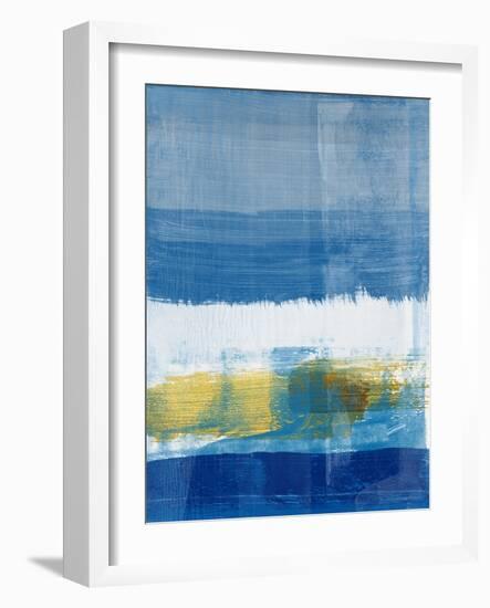 Gold and Blue Abstract Study I-Emma Moore-Framed Art Print