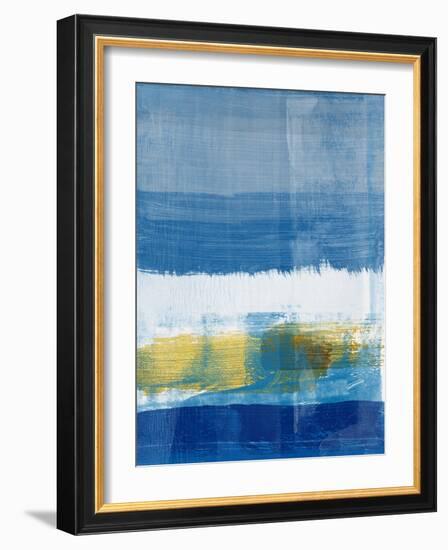 Gold and Blue Abstract Study I-Emma Moore-Framed Art Print