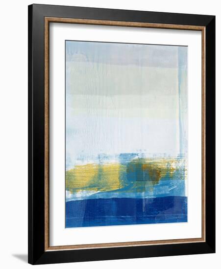 Gold and Blue Abstract Study-Emma Moore-Framed Art Print