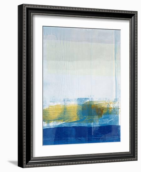 Gold and Blue Abstract Study-Emma Moore-Framed Art Print