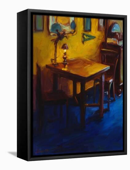 Gold and Blue Cafe-Pam Ingalls-Framed Premier Image Canvas