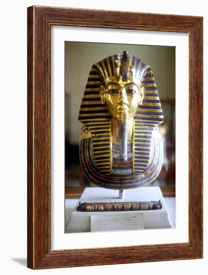 Gold and Lapis Lazuli Funerary Mask of Tutankamun, King of Egypt, Mid 14th Century BC-null-Framed Photographic Print