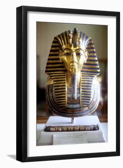 Gold and Lapis Lazuli Funerary Mask of Tutankamun, King of Egypt, Mid 14th Century BC-null-Framed Photographic Print