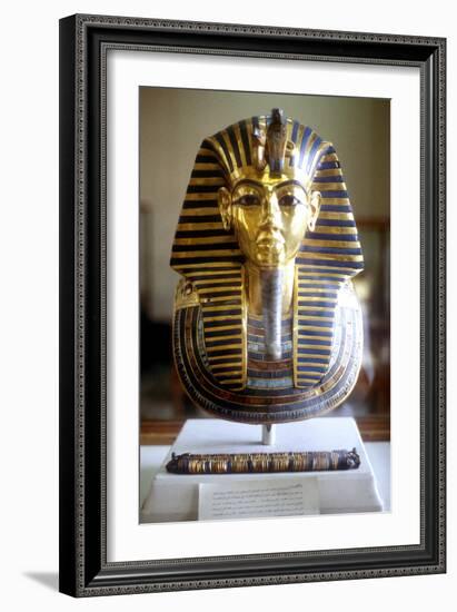 Gold and Lapis Lazuli Funerary Mask of Tutankamun, King of Egypt, Mid 14th Century BC-null-Framed Photographic Print