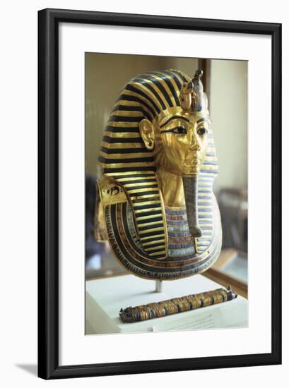 Gold and Lapis Lazuli Funerary Mask of Tutankhamun, King of Egypt, C1323 BC-null-Framed Photographic Print