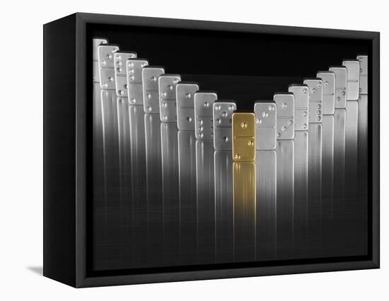 Gold and silver dominoes-null-Framed Premier Image Canvas