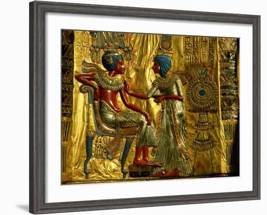 Gold and Silver Inlaid Throne from the Tomb of Tutankhamun, Valley of the Kings, Egypt-Kenneth Garrett-Framed Photographic Print