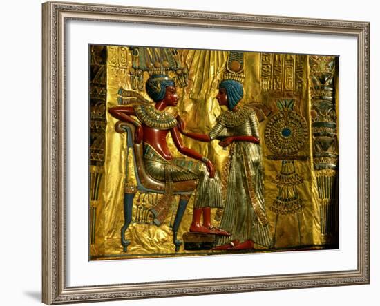 Gold and Silver Inlaid Throne from the Tomb of Tutankhamun, Valley of the Kings, Egypt-Kenneth Garrett-Framed Photographic Print