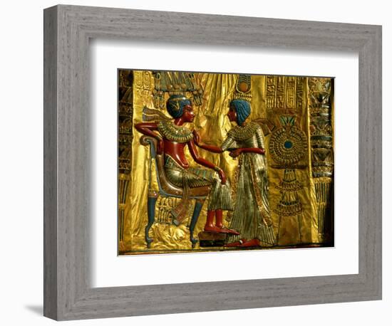 Gold and Silver Inlaid Throne from the Tomb of Tutankhamun, Valley of the Kings, Egypt-Kenneth Garrett-Framed Photographic Print