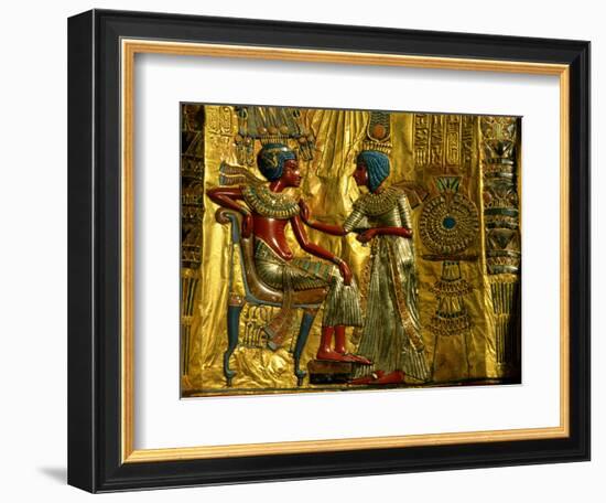 Gold and Silver Inlaid Throne from the Tomb of Tutankhamun, Valley of the Kings, Egypt-Kenneth Garrett-Framed Photographic Print