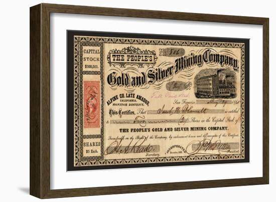 Gold and Silver Mining Company, c.1865-null-Framed Art Print